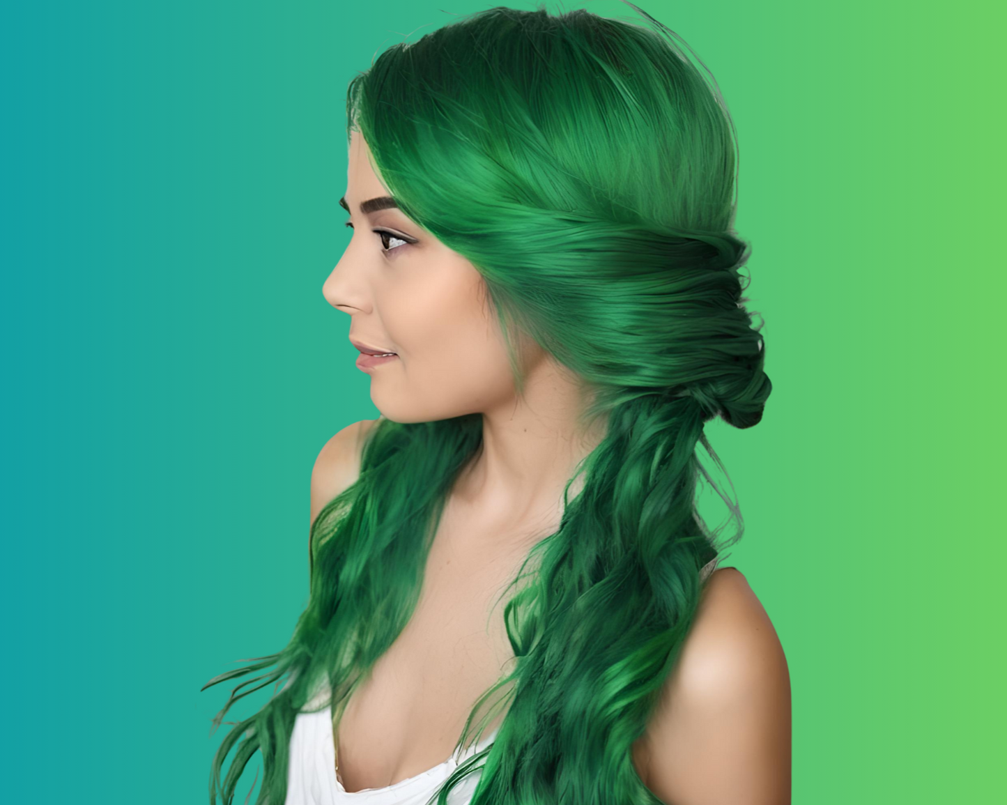 Rainbow Electric Green Weft Hair Extension