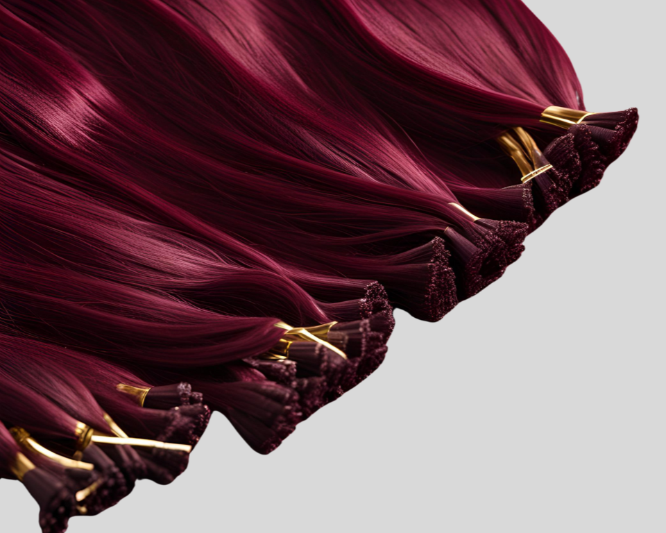 Rainbow Burgundy Wine K-tip Hair Extension